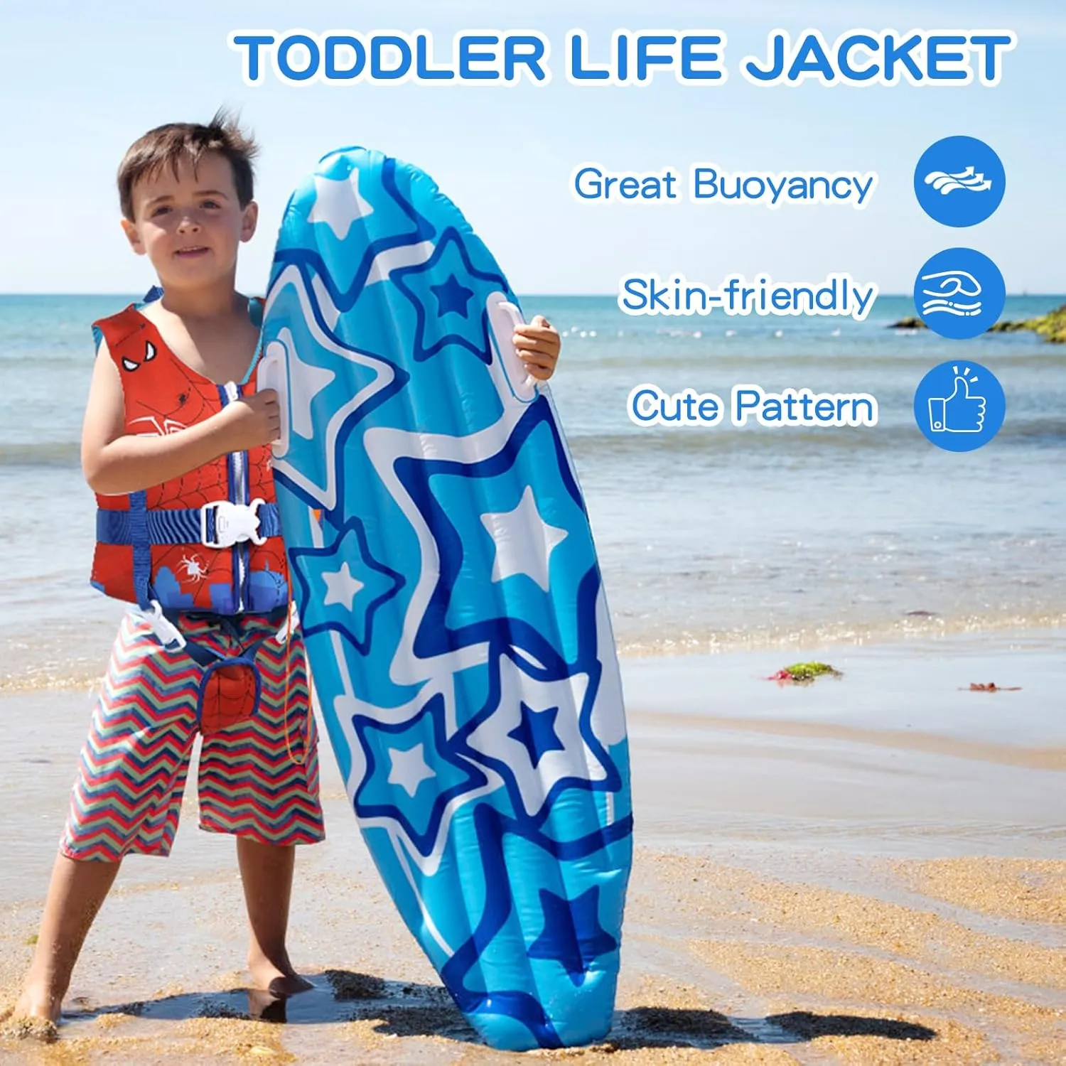 Toddler Swim Vest with Adjustable Strap for 22-30-40-50-90lbs Boys Girls Swimming Aids for 1-9  Years Toddlers Kids Float Jacket Suit for Swim Sea Beach Water Pool