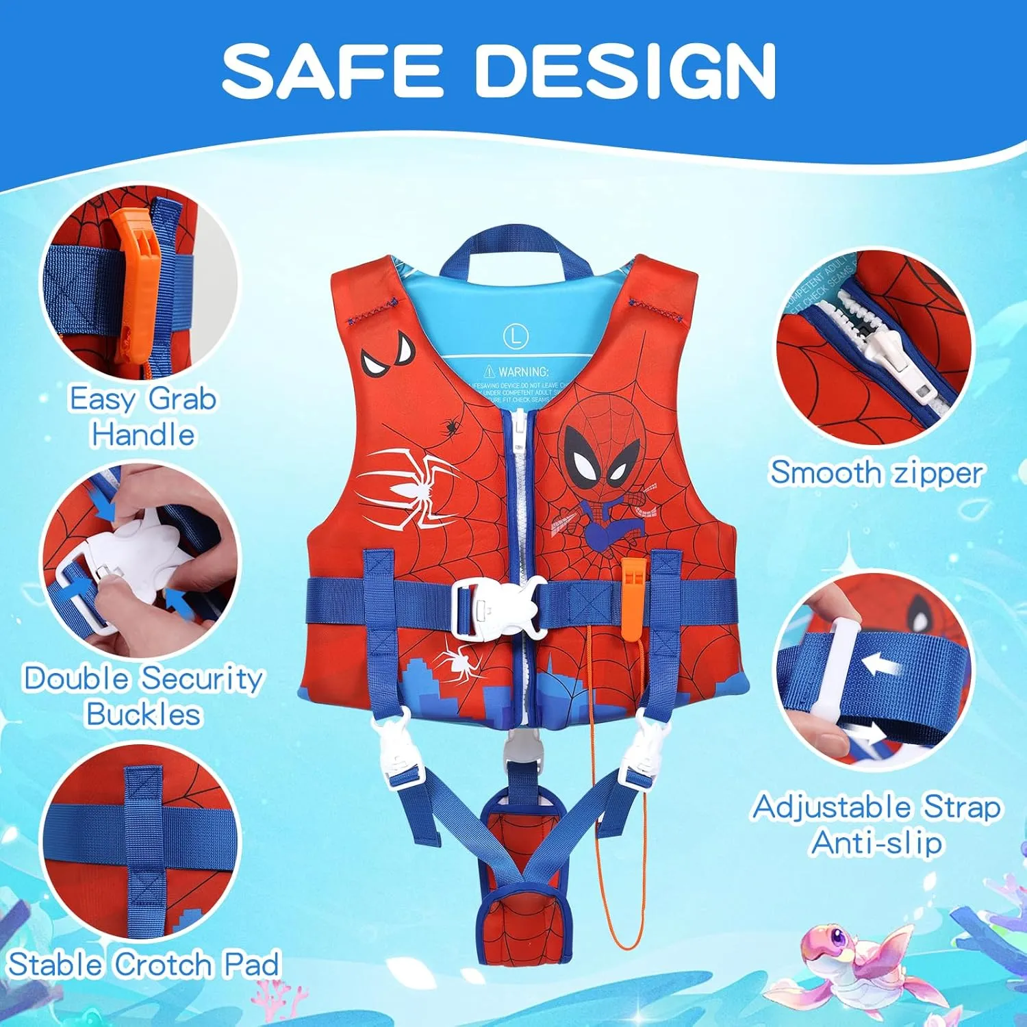 Toddler Swim Vest with Adjustable Strap for 22-30-40-50-90lbs Boys Girls Swimming Aids for 1-9  Years Toddlers Kids Float Jacket Suit for Swim Sea Beach Water Pool