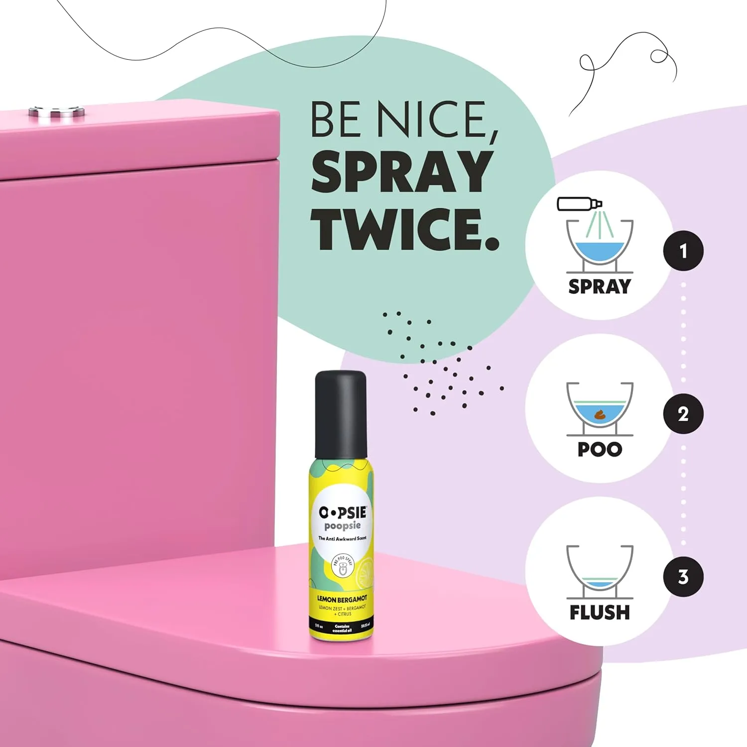Toilet Spray - 4 Scents, Portable Original Odor Deodorizer Scents - Poop Spray for Toilet | Citrus, Lavender, Mint & Lemon Pre Poo Air Freshener Spray, 2oz Travel Size Bottles