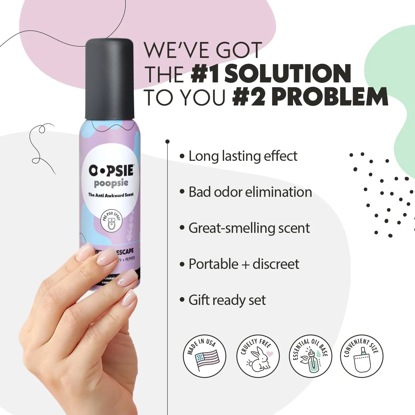 Toilet Spray - 4 Scents, Portable Original Odor Deodorizer Scents - Poop Spray for Toilet | Citrus, Lavender, Mint & Lemon Pre Poo Air Freshener Spray, 2oz Travel Size Bottles