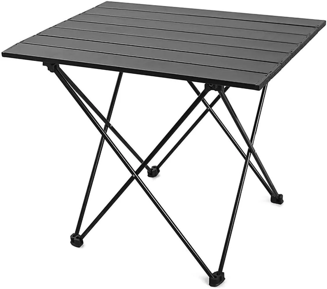 Topyond Portable Folding Table, Aluminum Alloy Camping Table with Front Pocket Design, Stable Support Frame Lightweight Table for Outdoor Picnics and Travel (M)