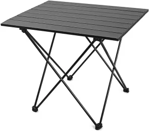 Topyond Portable Folding Table, Aluminum Alloy Camping Table with Front Pocket Design, Stable Support Frame Lightweight Table for Outdoor Picnics and Travel (M)