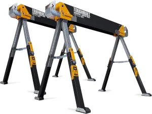 ToughBuilt - Folding Sawhorse - Sturdy, Durable, Lightweight, Heavy-Duty, 100% High Grade Steel - Adjustable up to 4x4 Size Support Arms - 1300 LB Capacity - (TB-C700) - 2 Pack