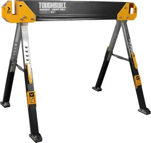 ToughBuilt - Folding Sawhorse/Jobsite Table - Sturdy, Durable, Lightweight, Heavy-Duty, 100% High Grade Steel, 1300lb Capacity, Pivoting Feet, Adjustable Height Legs - (TB-C650) 1-Pack