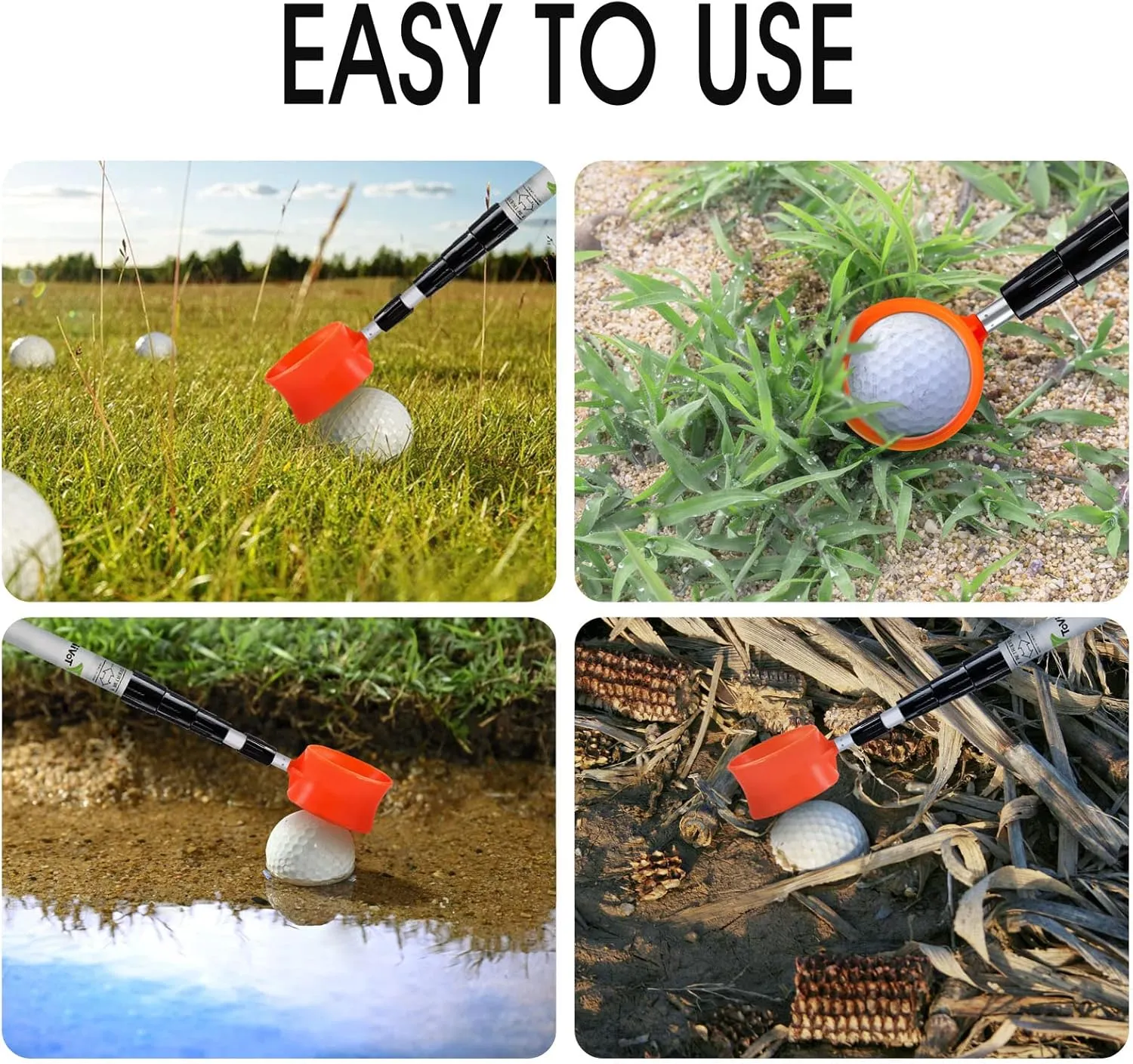 ToVii Golf Ball Retriever, 9ft 12ft 15ft 18ft Aluminum Alloy Shaft Golf Ball Retriever Telescopic with Premium Nylon Cup Ball Retriever Tool Golf Retriever, Golf Accessories Golf Gift for Men Women