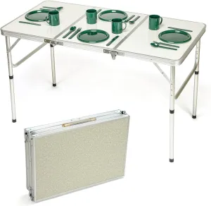 Trademark Innovations Portable Adjustable Lightweight Aluminum Folding Table