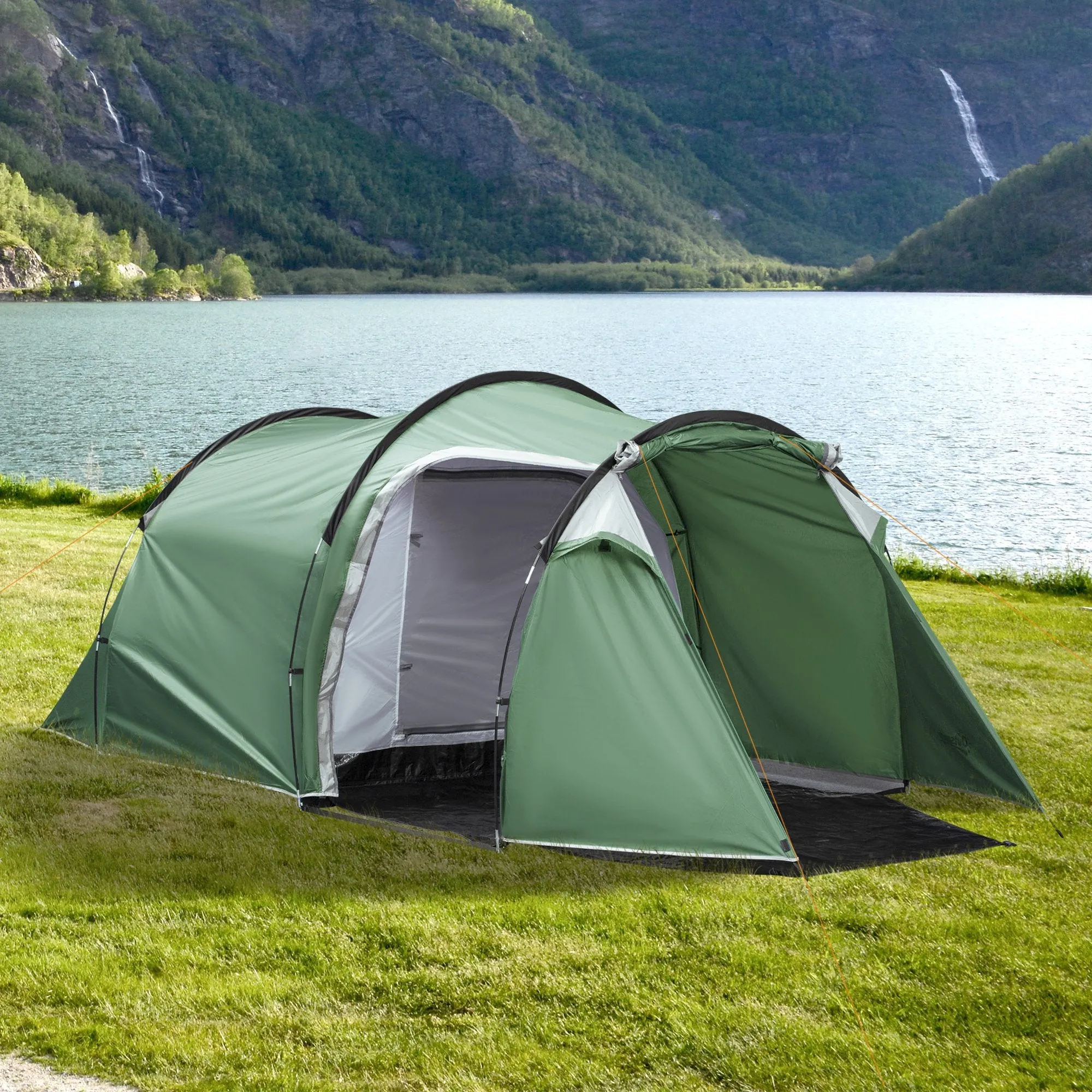 TrailHaven 4P Dome Tent – Dual-Room Shelter with Weatherproof Vestibule
