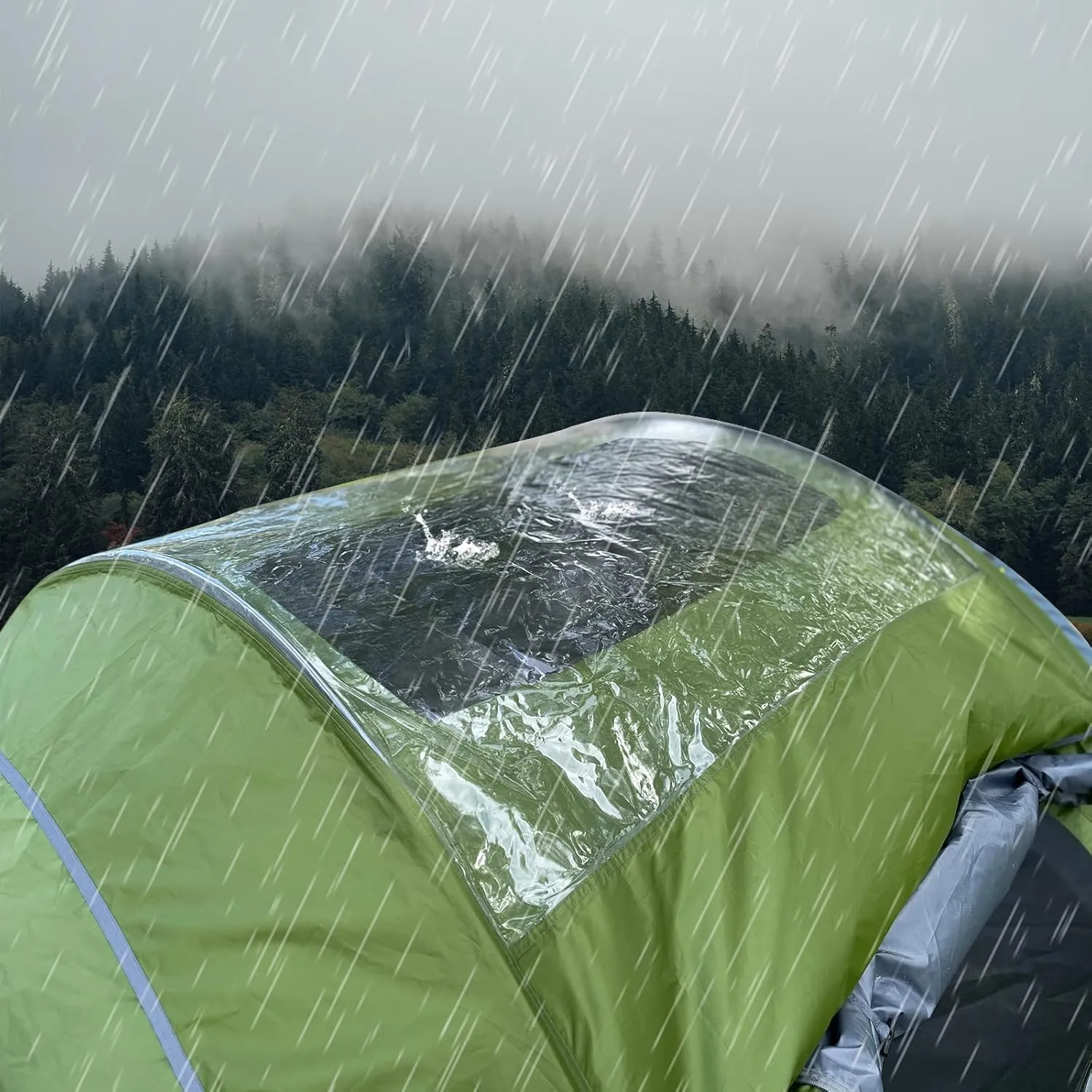 Transparent Tent Tarp Replacement for Ayamaya 4 Person Pop up Tent,Clear Part of Camping Rain Tarp Over Tent 3.7 * 3.4ft,Wide Field of View in Rainy Days/Moonlit Night/Stargazing/Beach/Camping