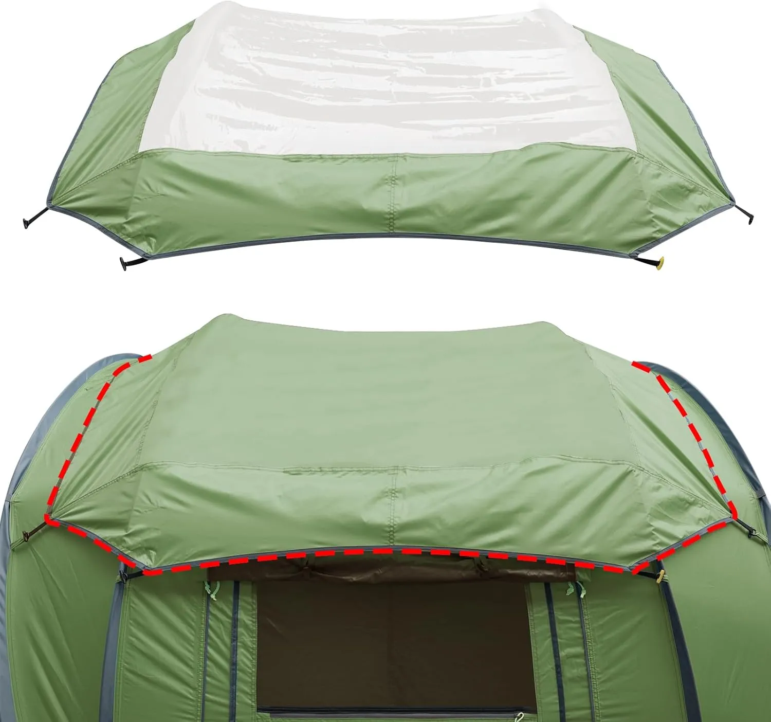 Transparent Tent Tarp Replacement for Ayamaya 4 Person Pop up Tent,Clear Part of Camping Rain Tarp Over Tent 3.7 * 3.4ft,Wide Field of View in Rainy Days/Moonlit Night/Stargazing/Beach/Camping