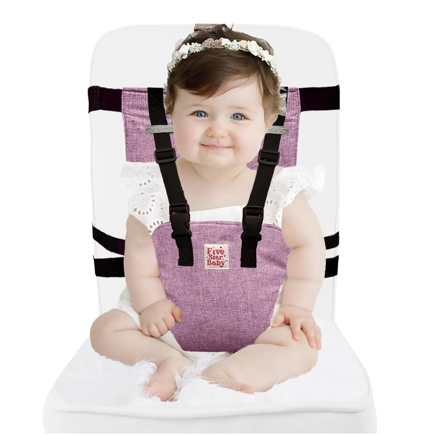 Travel Harness Seat for Toddlers - Portable High Chair for Travel | Baby Seat Harness for Golf Carts and Dining | Compact Chair for Babies - Blue - Pink