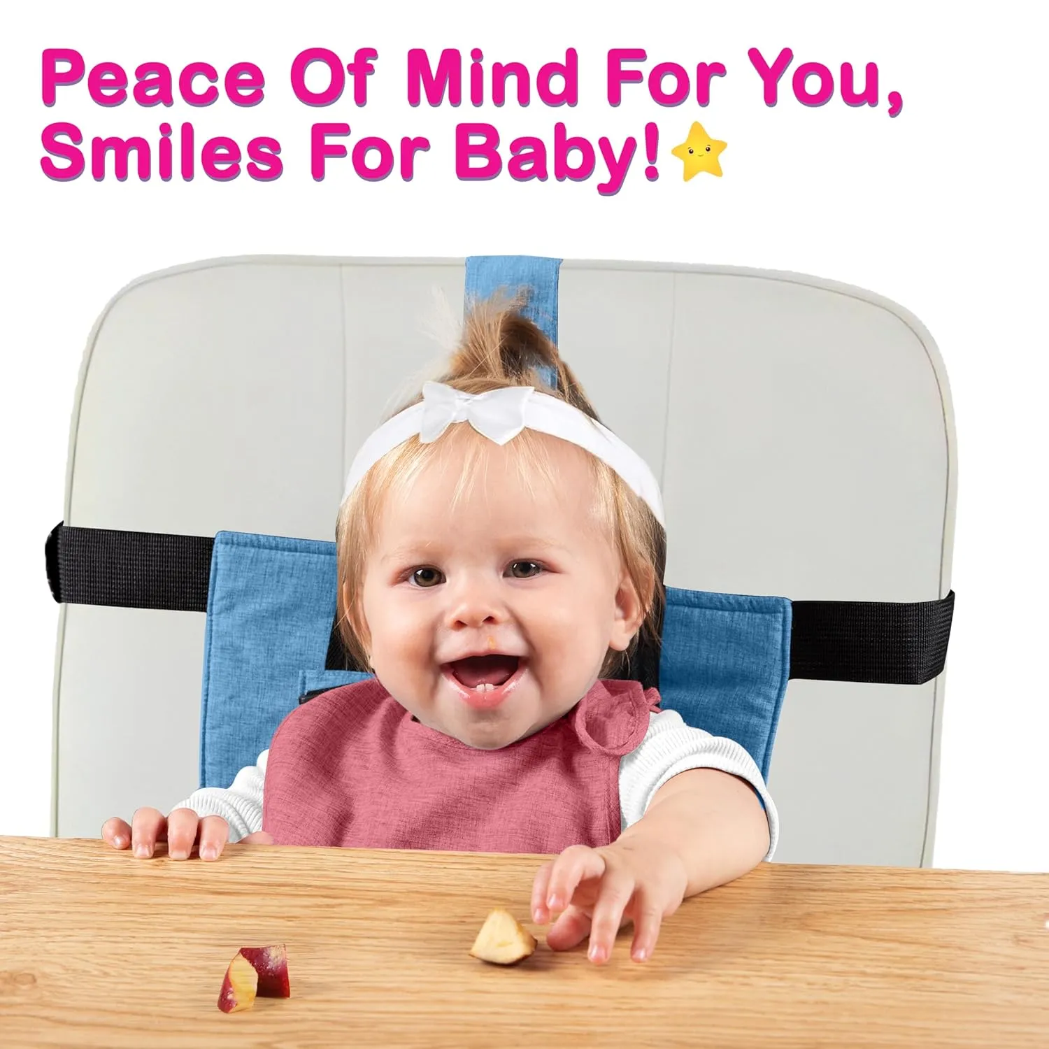 Travel Harness Seat for Toddlers - Portable High Chair for Travel | Baby Seat Harness for Golf Carts and Dining | Compact Chair for Babies - Blue