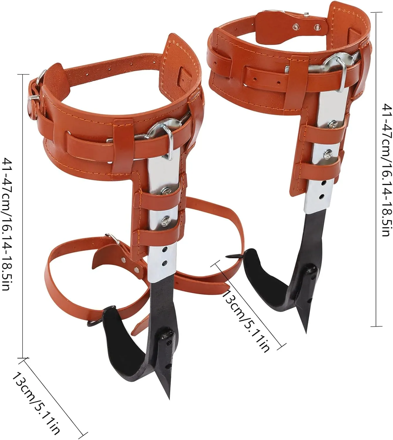 Tree Climbing Gear Set Adjustable Tree Climbing Spikes with Harness Belt Cowhide Leggings Straps