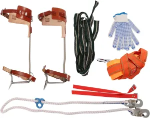 Tree Climbing Kit,Tree Climbing Spikes Set Equipped with Foot Strap, Ankle Straps,Harnesses, and 1 Pair of Gloves,Widely Used to Practice Tree Climbing, Fruit Picking, Logging