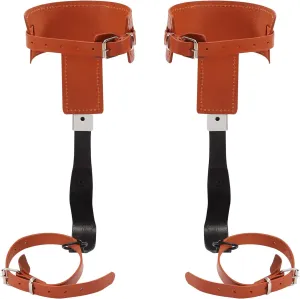 Tree Climbing Spikes, Adjustable Length Tree Climbing Gear with Gloves Safety Belt Ankle/Foot Straps Tree Climbing Tool, Upgraded Cow Leather Tree Climbing Spike Set for Repair Branches
