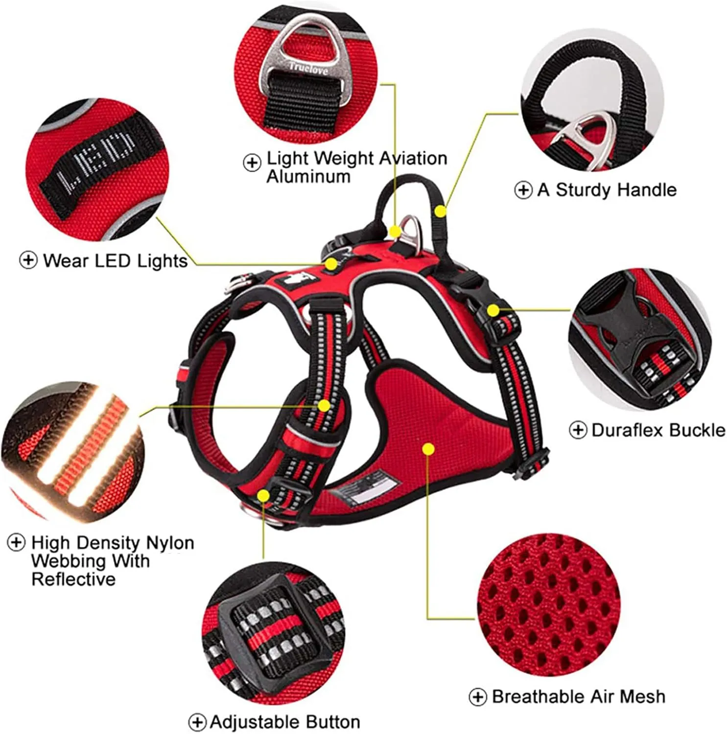 TRUE LOVE Dog Harness No Pull Nylon Reflective Pet Harness Adjustable Comfortable Control Step-in Brilliant Colors Truelove TLH56512 XS Gray