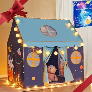 TTLOJ Gift for Christmas Outer Space Style Play Tents with Small String Lights for Boys Girls, Large Playhouse Castle Toy for Toddler Play House, Teepee Tent Indoor Outdoor (Ball Lights NOT Included
