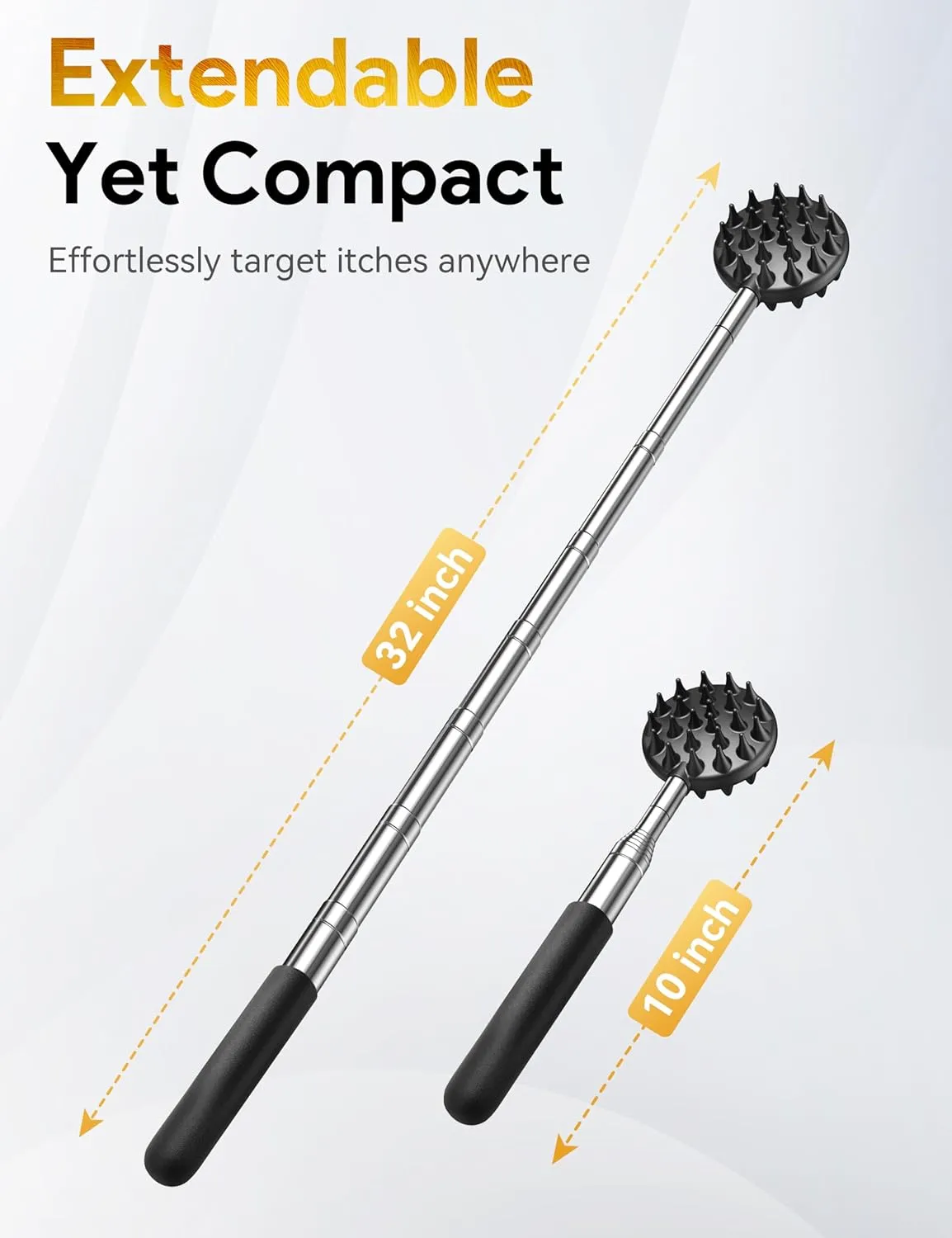 TUKUOS Telescoping Back Scratcher with 4Pcs Detachable Scratching Heads, Fathers Day Dad Gifts for Men, Larger Scratching Tips, Adjustable, Back Scratcher for Men/Dad/Women, Relieve Itching Anywhere