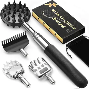 TUKUOS Telescoping Back Scratcher with 4Pcs Detachable Scratching Heads, Fathers Day Dad Gifts for Men, Larger Scratching Tips, Adjustable, Back Scratcher for Men/Dad/Women, Relieve Itching Anywhere