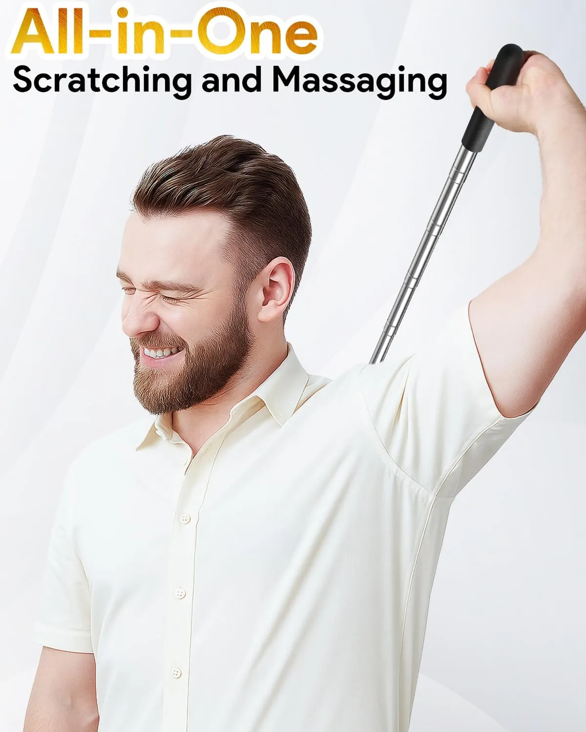 TUKUOS Telescoping Back Scratcher with 4Pcs Detachable Scratching Heads, Fathers Day Dad Gifts for Men, Larger Scratching Tips, Adjustable, Back Scratcher for Men/Dad/Women, Relieve Itching Anywhere