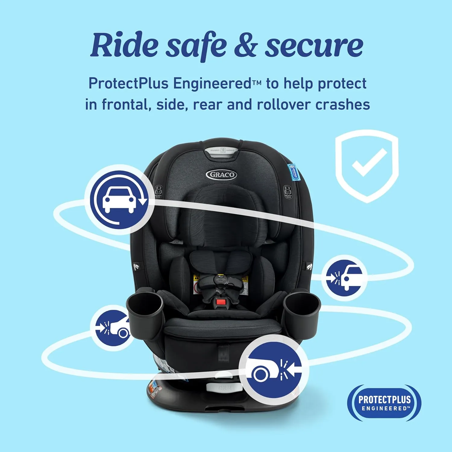 Turn2Me 3-in-1 Convertible Car Seat, Cambridge, Featuring Headrest and Harness Adjust, Easy Installation and Steel Reinforced Frame