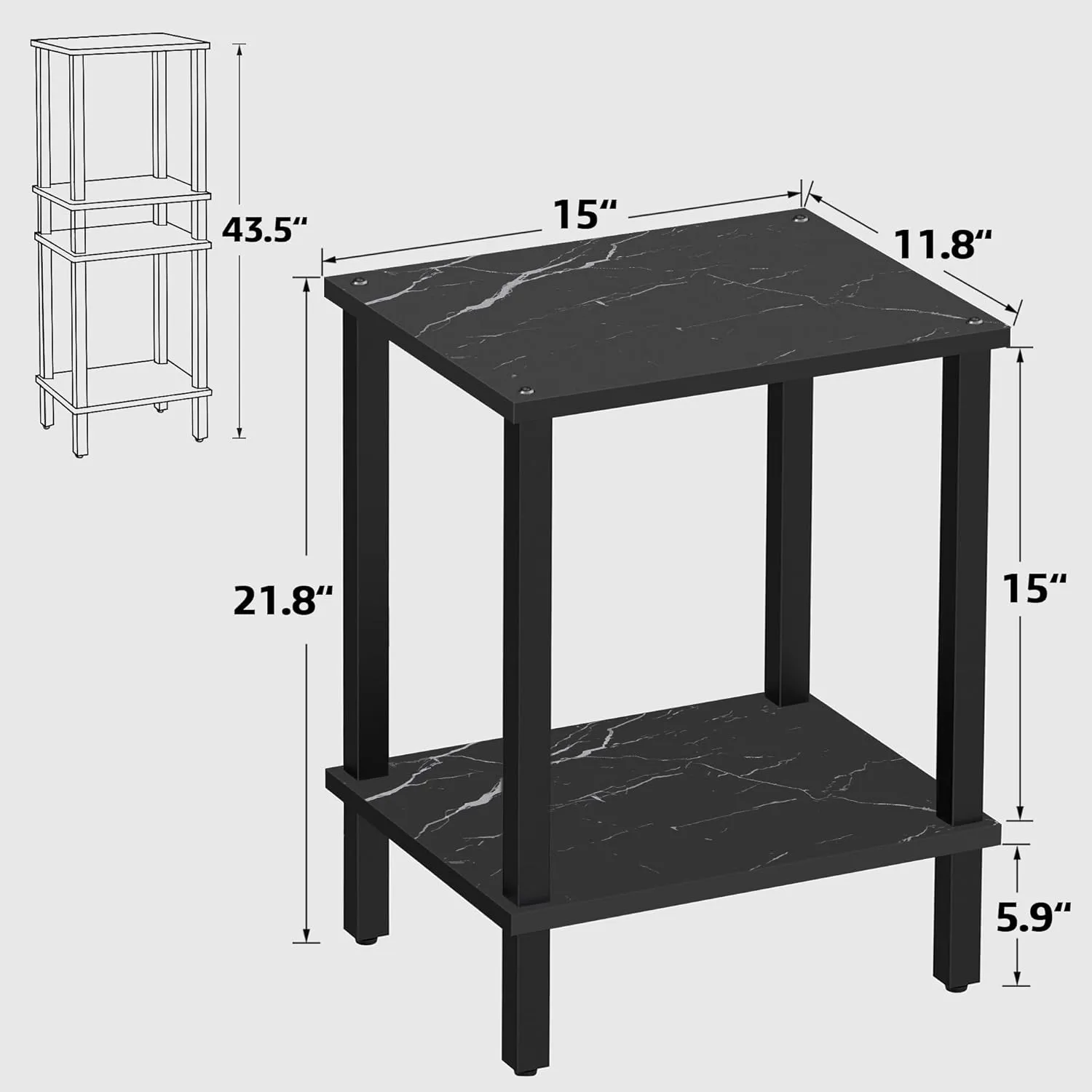 TUTOTAK End Table, Side Table, Nightstand, 2-Tier Storage Shelf, Sofa Side Table for Small Space, Living Room, Bed Room TB01BMK034