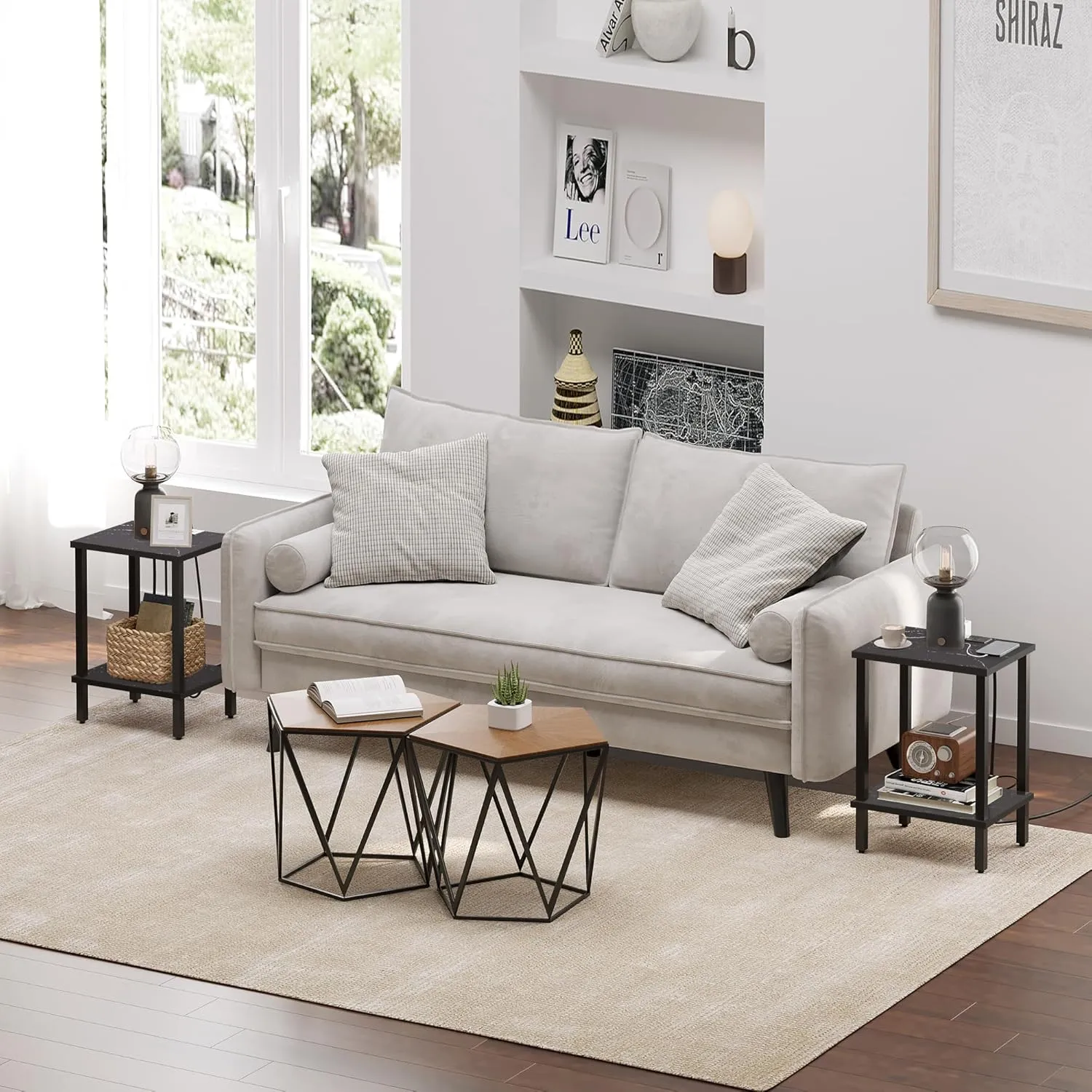TUTOTAK End Table, Side Table, Nightstand, 2-Tier Storage Shelf, Sofa Side Table for Small Space, Living Room, Bed Room TB01BMK034