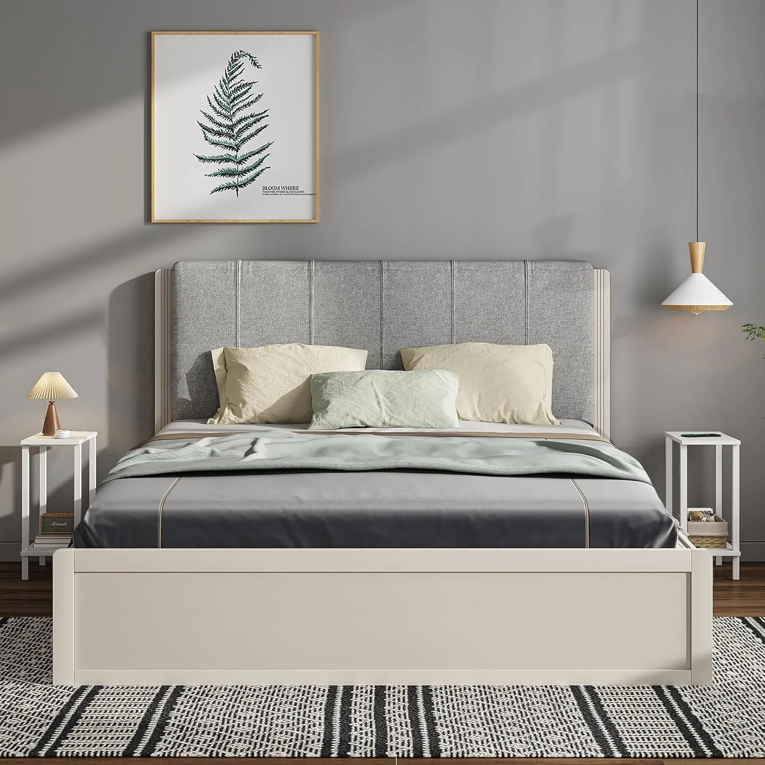 TUTOTAK Small Side Table, Narrow End Table, Skinny Sofa Table, Slim Nightstand, Couch Table, Living Room, Bed Room, White TB01BW062