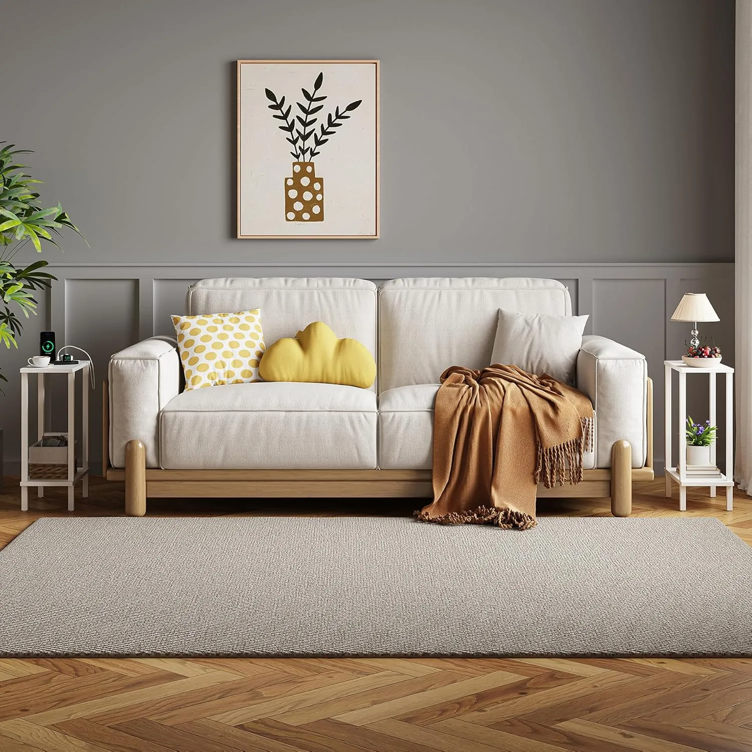 TUTOTAK Small Side Table, Narrow End Table, Skinny Sofa Table, Slim Nightstand, Couch Table, Living Room, Bed Room, White TB01BW062