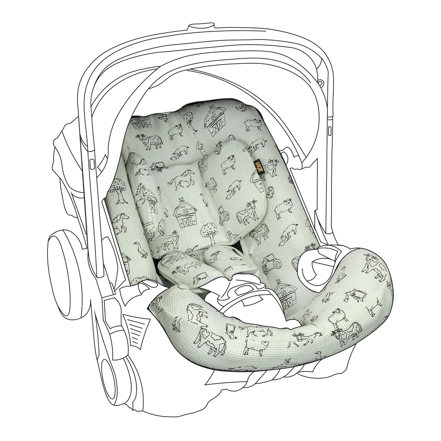 UKJE Cover Compatible with Doona Car Seat and Stroller, CPSC Compliant Standard, Car Seat Protector, Car Seat Liner for Infant Car Seat - Eucalyptus (Mint Farm)