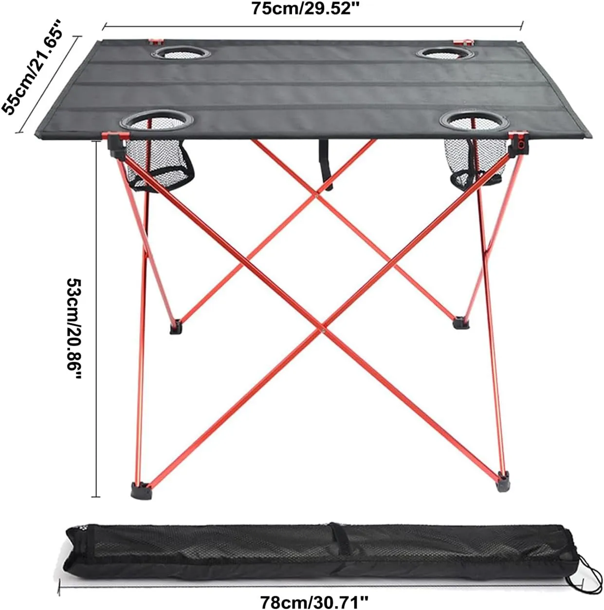 Ultra-Light Aluminum Alloy Camping Table Folding Beach Portable Table Outdoor Backpacking Roll Up Desk Furniture with Cup Holders, for Camping, Picnic, Beach and BBQ,Blue