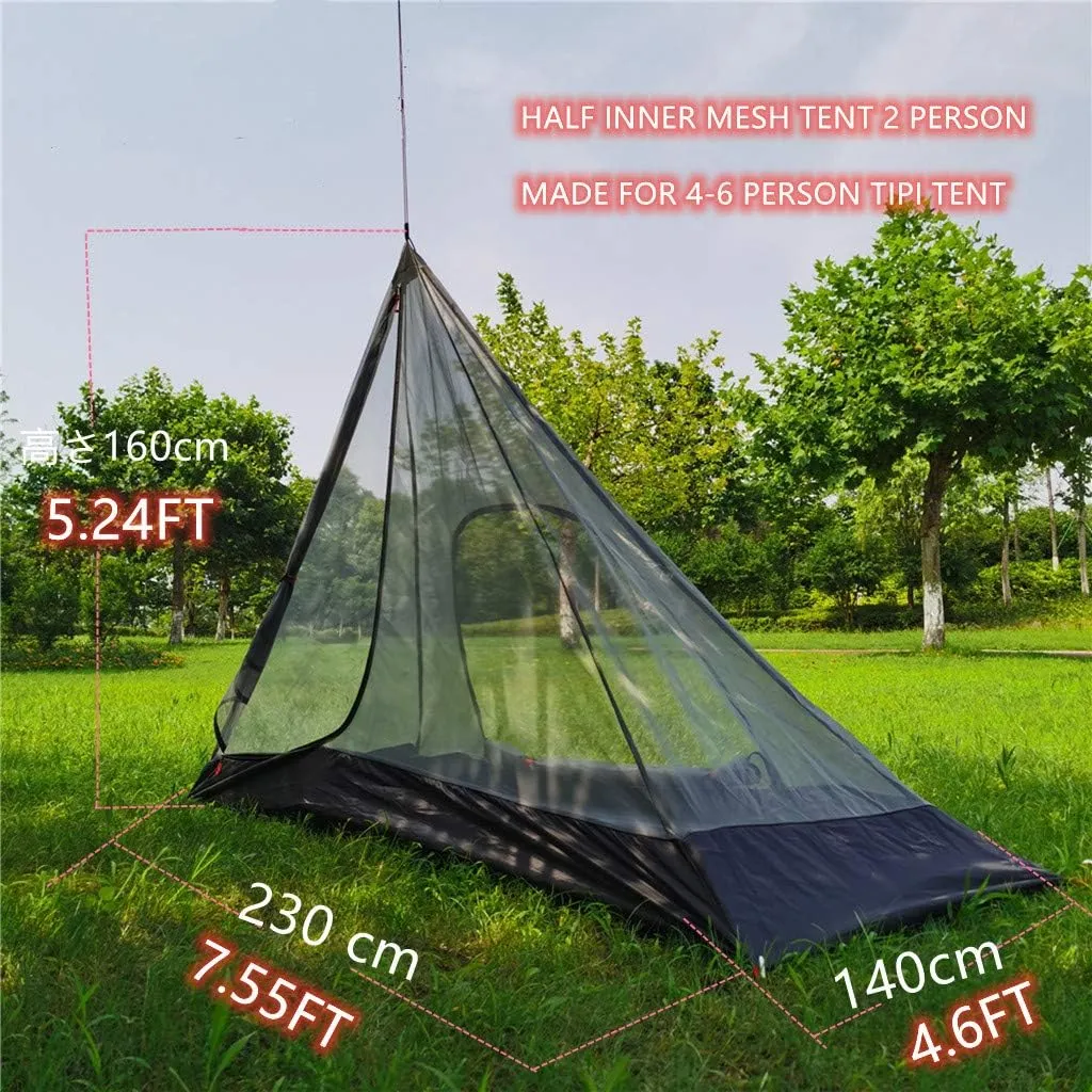Ultralight Half Mesh Tent for Tipi Hot Tent 1-2 Person Mesh Camping