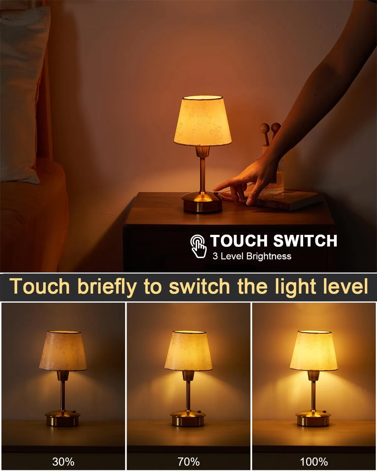 UMEXUS 2 Pack Small Cordless Table Lamp for Restaurant Dinner Table, 5200mAh Battery Operated Touch Lamps, Rechargeable Dimmable Portable Night Light for Bedside Dining Room Patio Kitchen Outdoor