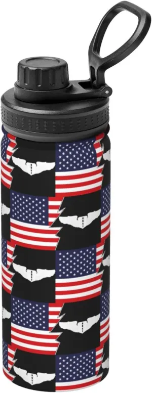 United States Air Force Flight Surgeon Badge And America Water Bottle 18OZ Stainless Steel Insulated Water Bottles With Spout Lid Sports Keep Cold and Hot Water Bottle For Biking Hiking