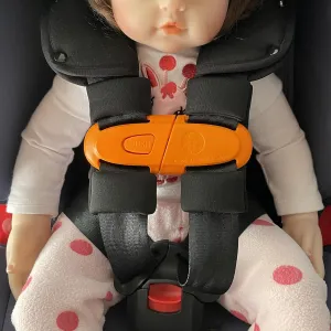 Universal Child Car Seat Chest Harness Clip Universal Safer Belt Clip Buckle Lock Stroller Chest Clip Adjustable Guard for Baby and Kids (Chest Clip and Pad Set-Orange)
