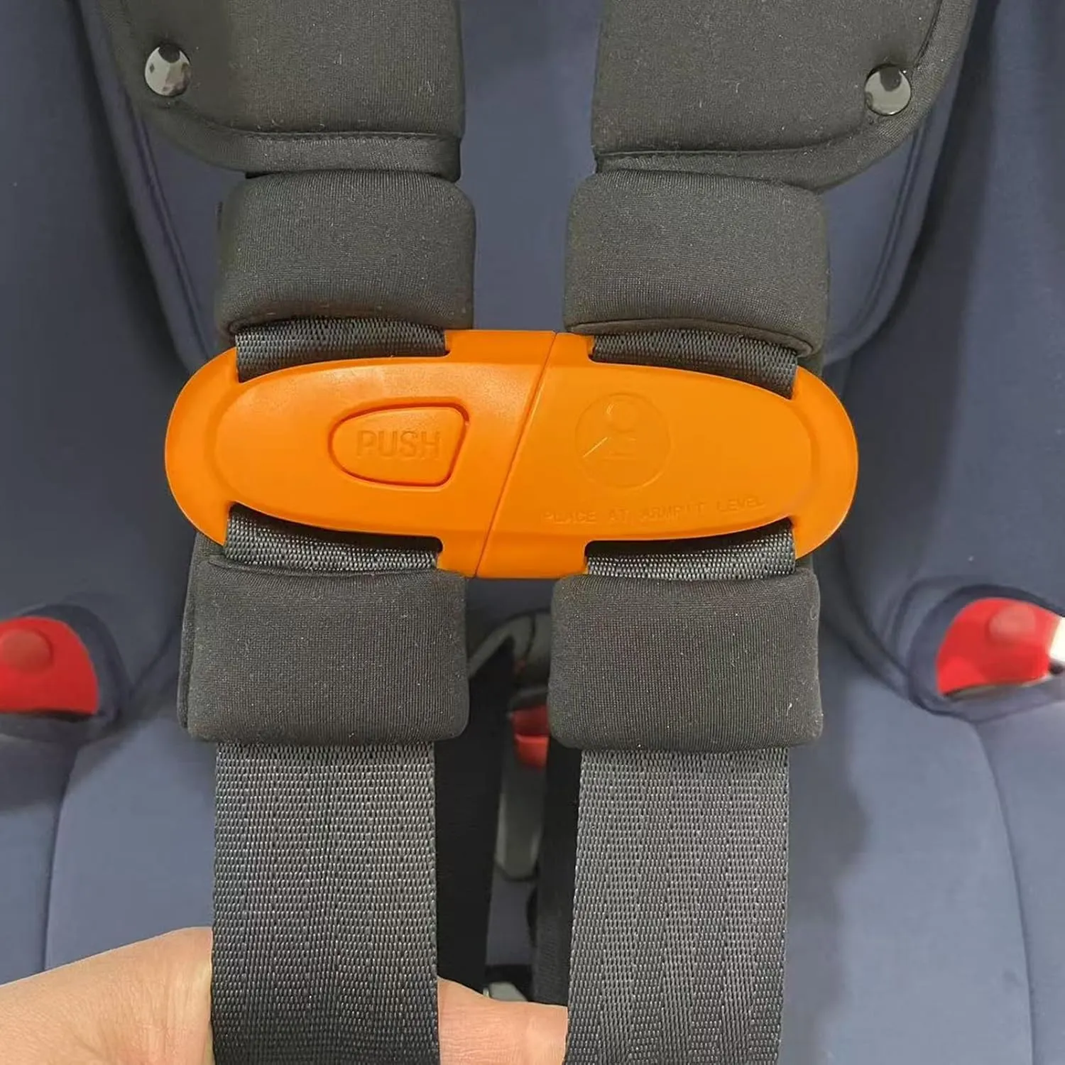 Universal Child Car Seat Chest Harness Clip Universal Safer Belt Clip Buckle Lock Stroller Chest Clip Adjustable Guard for Baby and Kids (Chest Clip and Pad Set-Orange)