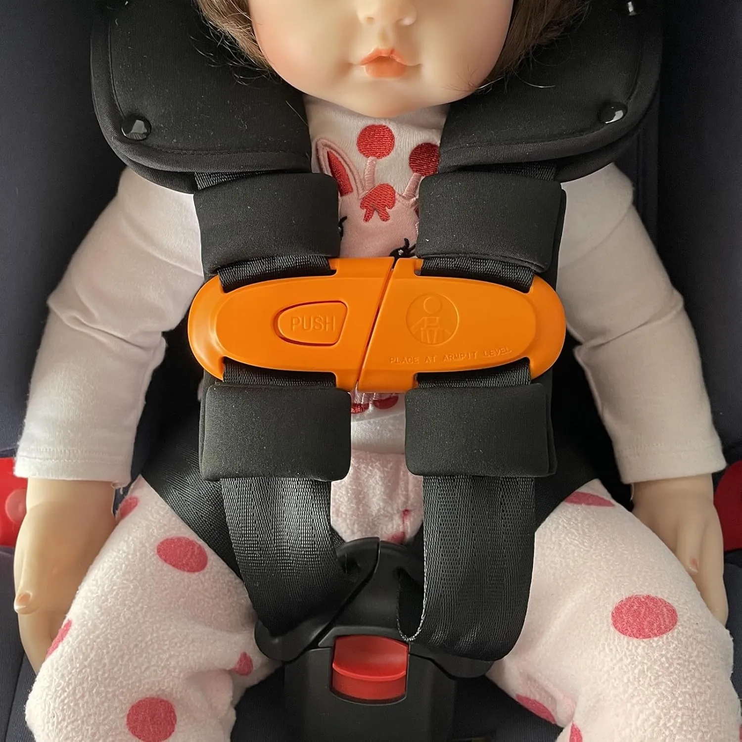 Universal Child Car Seat Chest Harness Clip Universal Safer Belt Clip Buckle Lock Stroller Chest Clip Adjustable Guard for Baby and Kids (Chest Clip and Pad Set-Orange)