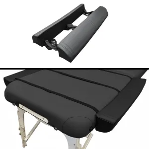 Universal Side Armrest Bolster Pillow Set for Massage Table – Adjustable PU Leather Side Arm Extensions with Secure Straps – Add 10" of Width to Your Massage Table (Black)