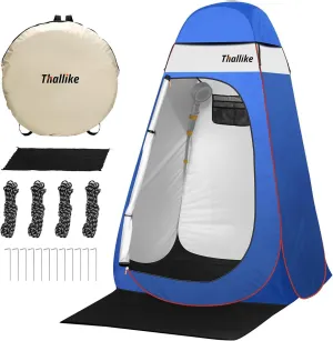 Upgrade Pop Up Privacy Shower Tent 55" x 55" x 83", Portable Camping Shower Tent, Camping Toilet Changing Room with Rain Shelter & Extended Floor Mat, Dressing Room for Camping and Beach