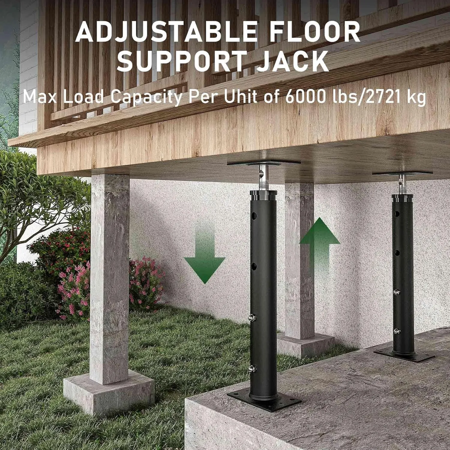 【Upgraded】 2 Pack Adjustable House Floor Jacks Post Pole for Leveling,Height 18" to 35" Telescoping Jack for Temporary Support,Black