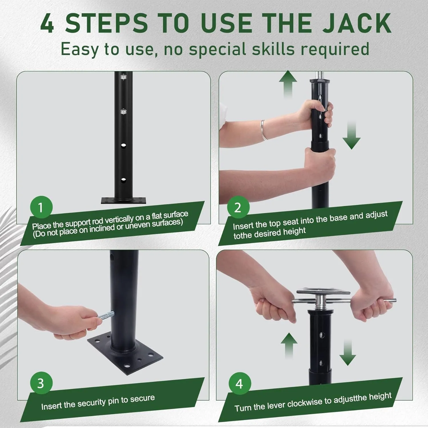 【Upgraded】 2 Pack Adjustable House Floor Jacks Post Pole for Leveling,Height 18" to 35" Telescoping Jack for Temporary Support,Black