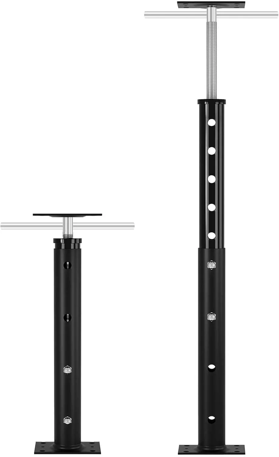 【Upgraded】 2 Pack Adjustable House Floor Jacks Post Pole for Leveling,Height 18" to 35" Telescoping Jack for Temporary Support,Black