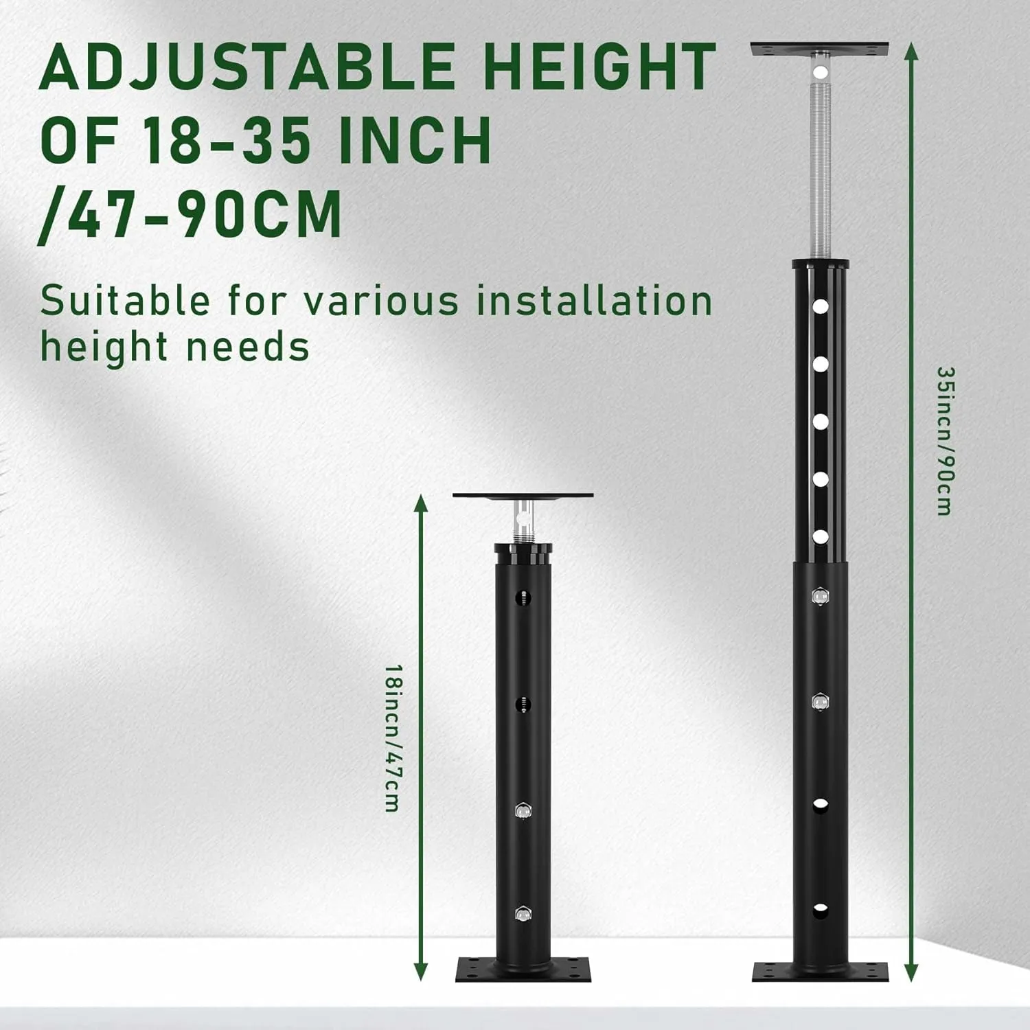 【Upgraded】 2 Pack Adjustable House Floor Jacks Post Pole for Leveling,Height 18" to 35" Telescoping Jack for Temporary Support,Black