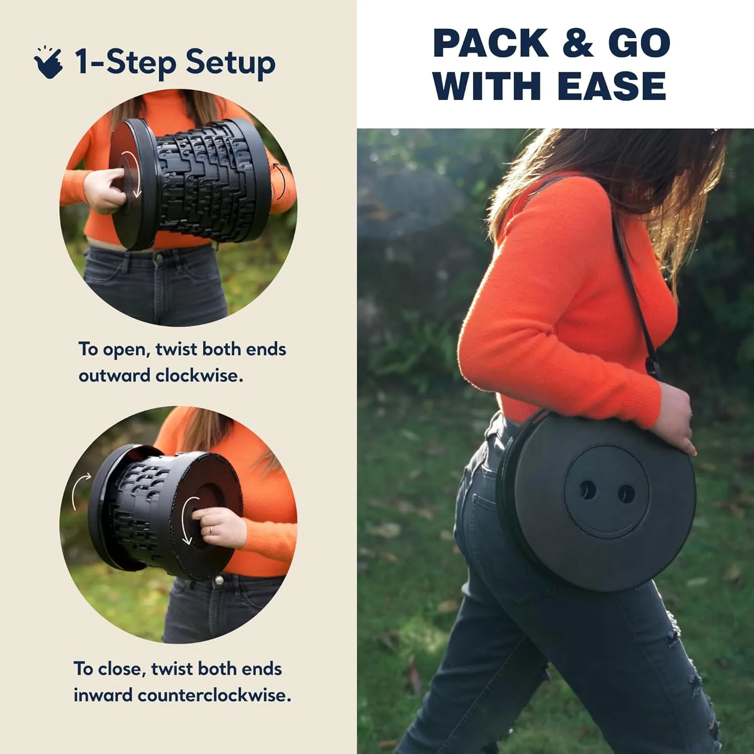 Upgraded Collapsible Stool with Shoulder Strap, 620lbs Max Weight, Lightweight Yet Sturdy, Portable Retractable Foldable Telescoping Camping Stool for Adults Outdoor Fishing Hiking Travel BBQ