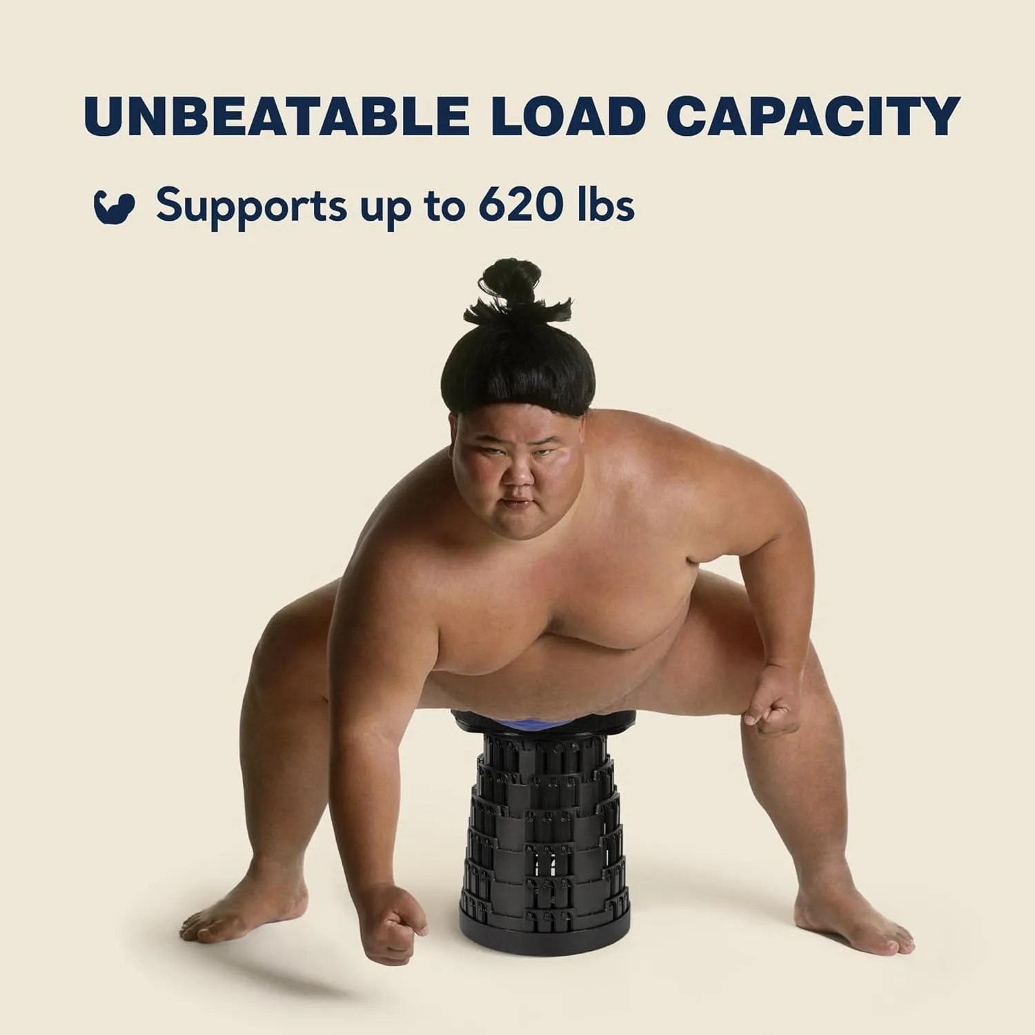 Upgraded Collapsible Stool with Shoulder Strap, 620lbs Max Weight, Lightweight Yet Sturdy, Portable Retractable Foldable Telescoping Camping Stool for Adults Outdoor Fishing Hiking Travel BBQ