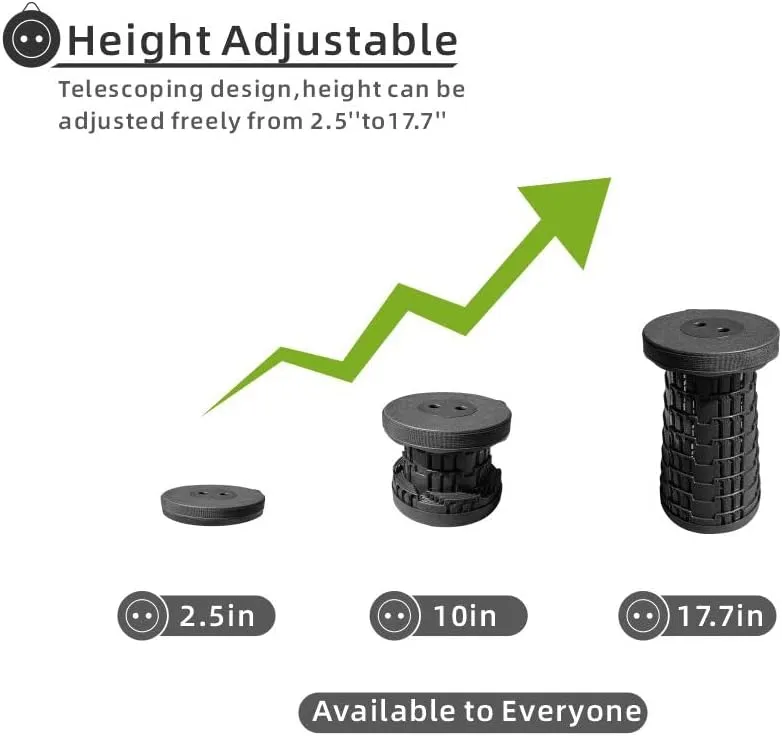 Upgraded Foldable Telescoping Stool 2-Pack - Sturdy Retractable Portable Collapsible Stool for Camping Hiking Fishing BBQ Kitchen Garden Qeuing Parties Indoor & Outdoor Activities Max 550lbs (Black)