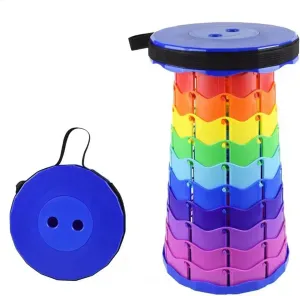 Upgraded Portable Collapsible Telescopic Stool, Sturdy Foldable Stool with Load Capacity of 550lbs, Retractable Camping Stool for Hiking, Fishing Tours Indoor & Outdoor(Blue)