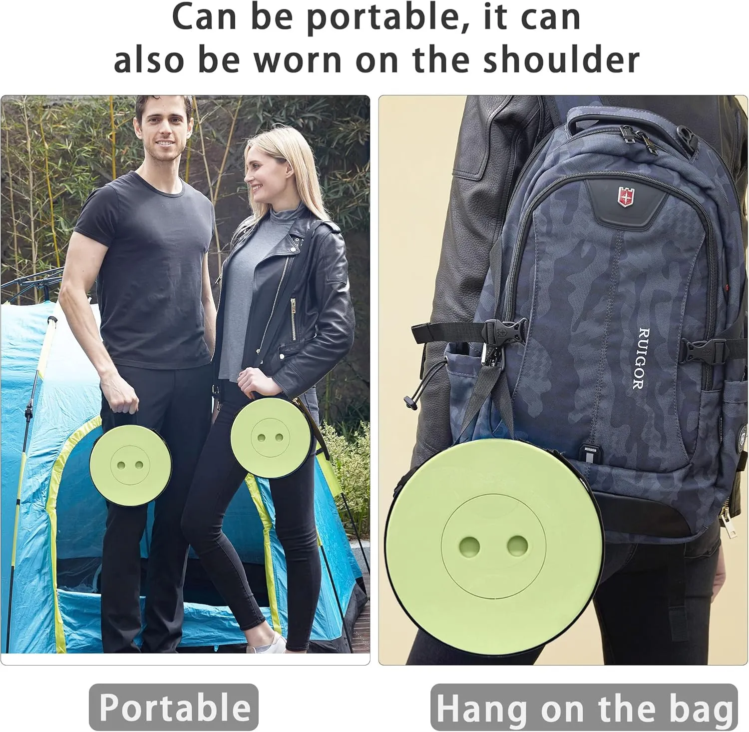 Upgraded Telescoping Stool Collapsible Stool with Seat Cushion & Bag, Retractable Folding Camping Stool for Adults Max Load 500lbs More Sturdy Lightweight for Fishing Hiking Gardening (Green)