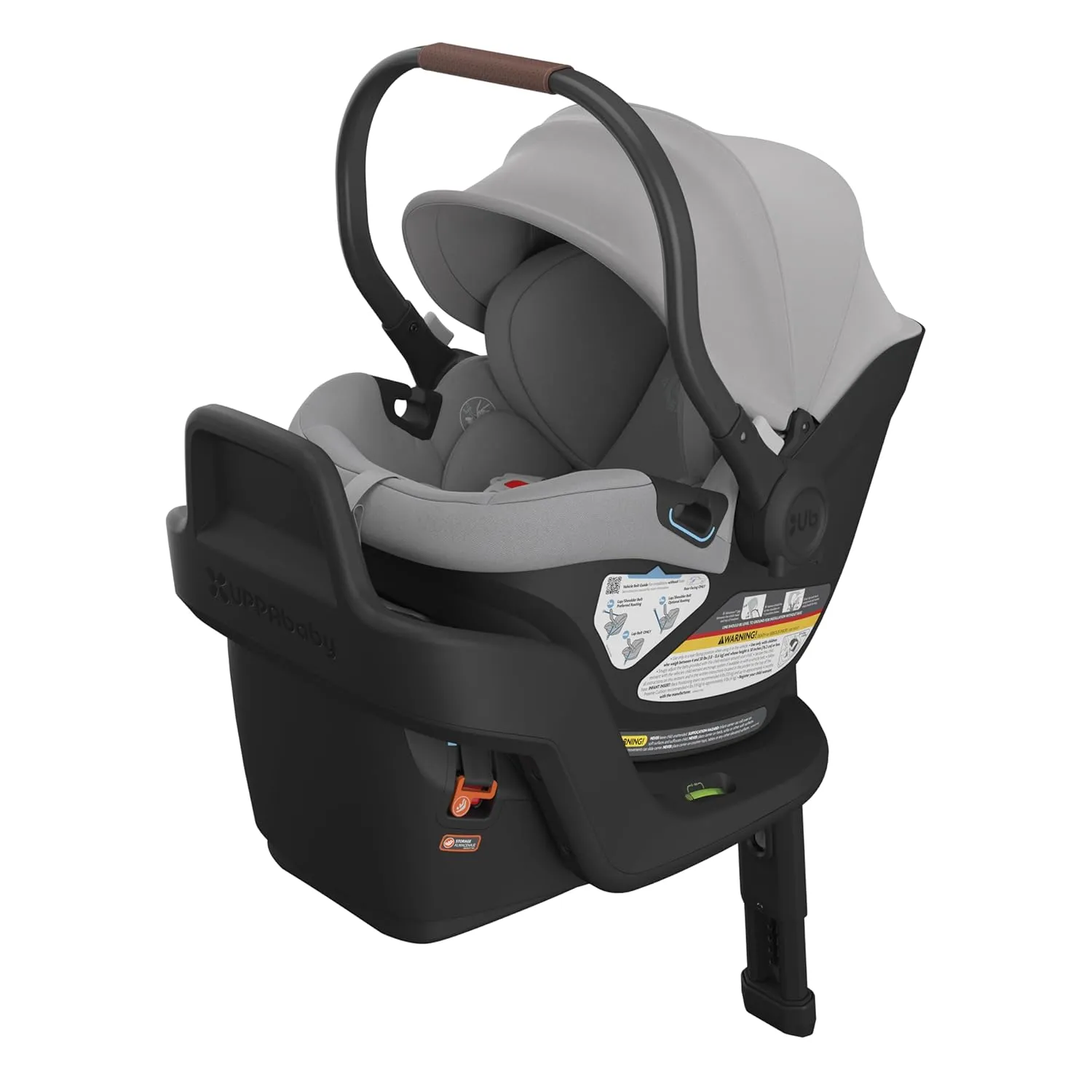 UPPAbaby Aria Lightweight Infant Car Seat/Just Under 6 lbs for Easy Portability/Base with Load Leg   Infant Insert Included/Direct Stroller Attachment/Anthony (Grey/Chestnut Leather)