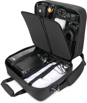 USA Gear Projector Case - Portable Projector Bag Compatible with Epson Home Cinema 1060, GooDee 2020, YABER Y30, and More Movie Projectors - Scratch Resistant and Customizable Interior (Black)