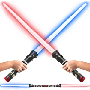 USA Toyz Starfire Galaxy Light Up Sword for Kids or Adults- 2-in-1 Dual Light Swords Set with Interactive FX Sound, 3 Color Changing LEDs, Retractable, Double-Sided Expandable LED Toy for Kids